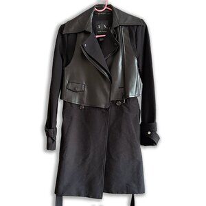 Armani Exchange 2 PC Pleather vest Button Closure French Jacket Black Size XS